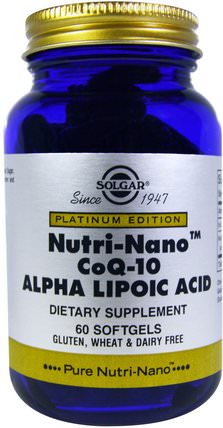 Platinum Edition, Nutri-Nano CoQ-10 Alpha Lipoic Acid, 60 Softgels by Solgar, 補充劑，抗氧化劑 HK 香港