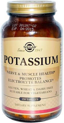 Potassium, 250 Tablets by Solgar, 補品，礦物質，葡萄糖酸鉀 HK 香港