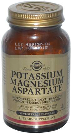 Potassium Magnesium Aspartate, 90 Vegetable Capsules by Solgar, 補充劑，礦物質，天冬氨酸鎂 HK 香港