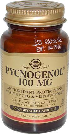 Pycnogenol, 100 mg, 30 Vegetable Capsules by Solgar, 補充劑，抗氧化劑，碧蘿芷 HK 香港