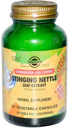 Stinging Nettle Leaf Extract, 60 Vegetable Capsules by Solgar, 草藥，蕁麻刺蕁麻 HK 香港