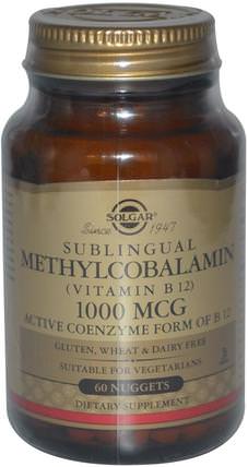 Sublingual Methylcobalamin (Vitamin B12), 1000 mcg, 60 Nuggets by Solgar, 維生素，維生素b，維生素b12，維生素b12 - 甲基鈷胺素 HK 香港
