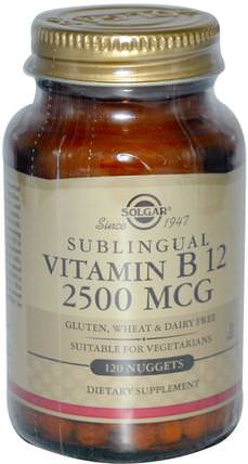 Sublingual Vitamin B12, 2500 mcg, 120 Nuggets by Solgar, 維生素，維生素b HK 香港
