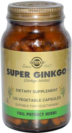 Super Ginkgo, 120 Vegetable Capsules by Solgar, 草藥，銀杏葉 HK 香港