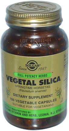 Vegetal Silica, 100 Vegetable Capsules by Solgar, 補充劑，礦物質，二氧化矽（矽） HK 香港