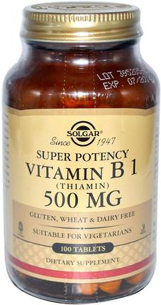 Vitamin B1 (Thiamin), 500 mg, 100 Tablets by Solgar, 維生素，維生素b HK 香港