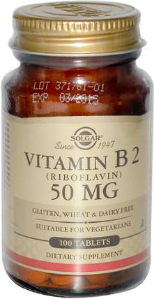 Vitamin B2, 50 mg, 100 Tablets by Solgar, 維生素，維生素b，維生素b2 - 核黃素 HK 香港
