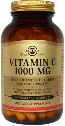 Vitamin C, 1000 mg, 100 Vegetable Capsules by Solgar, 維生素，維生素c HK 香港