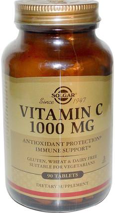 Vitamin C, 1000 mg, 90 Tablets by Solgar, 維生素，維生素c HK 香港