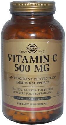 Vitamin C, 500 mg, 250 Vegetable Capsules by Solgar, 維生素，維生素c HK 香港