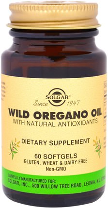Wild Oregano Oil, 60 Softgels by Solgar, 補充劑，牛至油 HK 香港