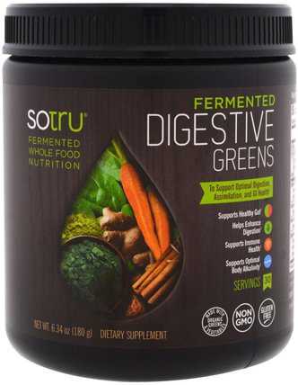 Fermented, Digestive Greens, 6.34 (180 g) by SoTru, 補品，超級食品，綠色蔬菜 HK 香港