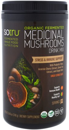 Organic Fermented, Medicinal Mushrooms Drink Mix, Stress & Immune Support, 8.46 oz (240 g) by SoTru, 補充劑，藥用蘑菇 HK 香港