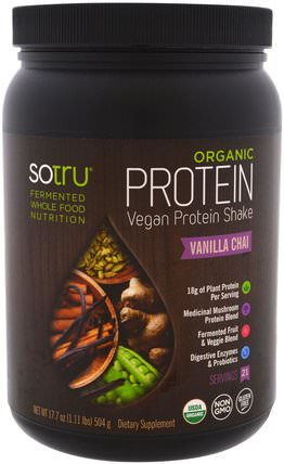 Organic Vegan Protein Shake, Vanilla Chai, 17.7 oz (504 g) by SoTru, 補品，超級食品，蛋白質 HK 香港