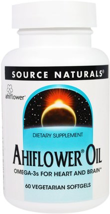 Ahiflower Oil, 60 Veggie Softgels by Source Naturals, 補充劑，efa omega 3 6 9（epa dha） HK 香港