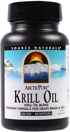 Arctic Pure, Krill Oil, 500 mg, 60 Softgels by Source Naturals, 補充劑，efa omega 3 6 9（epa dha），魚油，磷蝦油 HK 香港
