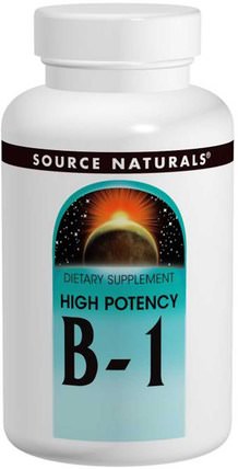 B-1, High Potency, 500 mg, 100 Tablets by Source Naturals, 維生素，維生素b1 - 硫胺素 HK 香港