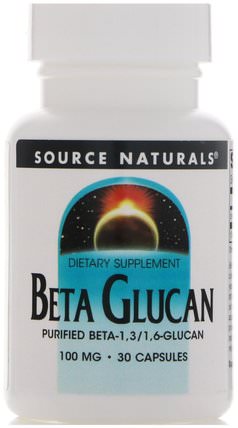Beta Glucan, 100 mg, 30 Capsules by Source Naturals, 補充劑，β-葡聚醣 HK 香港