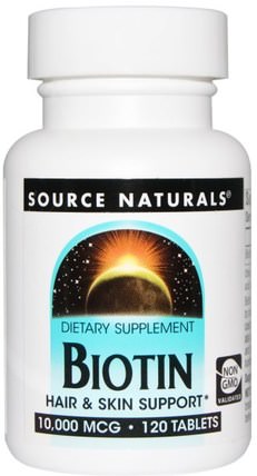 Biotin, 10.000 mcg, 120 Tablets by Source Naturals, 維生素，維生素B，生物素 HK 香港