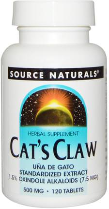Cats Claw, 500 mg, 120 Tablets by Source Naturals, 草藥，貓爪（ua de gato） HK 香港