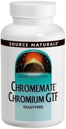 Chromemate Chromium GTF, 200 mcg, 240 Tablets by Source Naturals, 補充劑，礦物質，鉻gtf（葡萄糖耐量係數） HK 香港