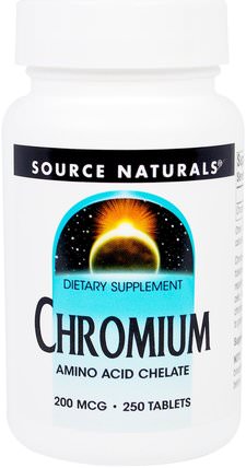 Chromium, 200 mcg, 250 Tablets by Source Naturals, 補品，礦物質，鉻螯合物 HK 香港