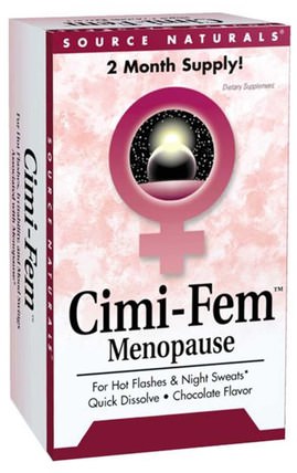 Cimi-Fem, Black Cohosh Extract, Menopause, Chocolate Flavor, 40 mg, 60 Sublingual Tablets by Source Naturals, 健康，女性，更年期 HK 香港