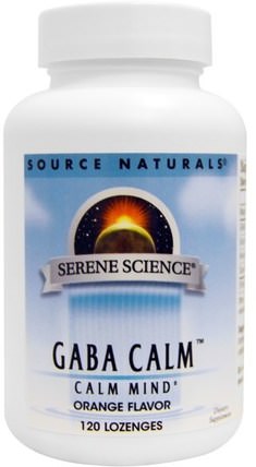 Gaba Calm, Orange Flavor, 120 Lozenges by Source Naturals, 補充劑，gaba（γ氨基丁酸），健康，焦慮 HK 香港