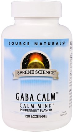 GABA Calm, Peppermint Flavor, 120 Lozenges by Source Naturals, 補充劑，gaba（γ氨基丁酸），健康，焦慮 HK 香港
