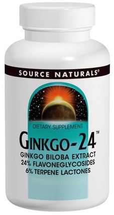 Ginkgo-24, 120 mg, 120 Tablets by Source Naturals, 草藥，銀杏葉 HK 香港
