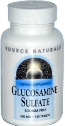 Glucosamine Sulfate, Sodium Free, 500 mg, 120 Tablets by Source Naturals, 補充劑，氨基葡萄糖硫酸鹽 HK 香港
