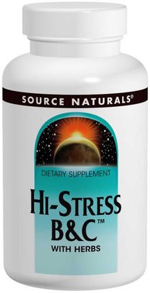Hi-Stress B&C, 120 Tablets by Source Naturals, 維生素，維生素C加草藥 HK 香港