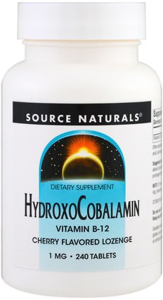 HydroxoCobalamin, Vitamin B-12, Cherry Flavored Lozenge, 1 mg, 240 Tablets by Source Naturals, 維生素，維生素b HK 香港
