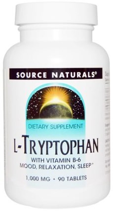 L-Tryptophan, 1.000 mg, 90 Tablets by Source Naturals, 補充劑，l色氨酸 HK 香港