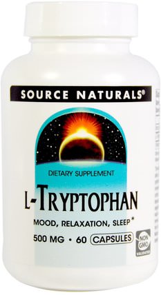 L-Tryptophan, 500 mg, 60 Capsules by Source Naturals, 補充劑，l色氨酸，氨基酸 HK 香港