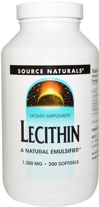 Lecithin, 1.200 mg, 200 Softgels by Source Naturals, 補充劑，卵磷脂，氨基酸 HK 香港
