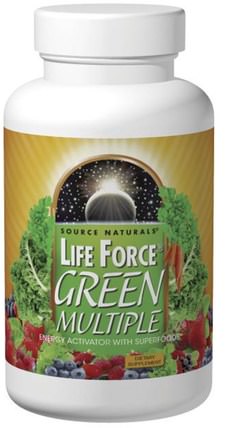 Life Force, Green Multiple, 180 Tablets by Source Naturals, 維生素，多種維生素，生命力 HK 香港