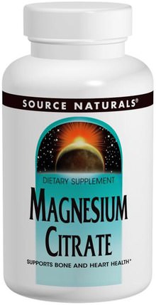 Magnesium Citrate, 133 mg, 180 Capsules by Source Naturals, 補充劑，礦物質，檸檬酸鎂 HK 香港