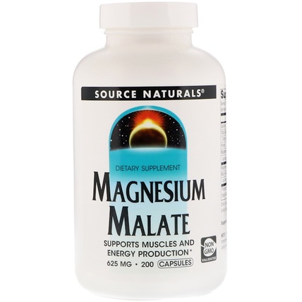 Magnesium Malate, 625 mg, 200 Capsules by Source Naturals, 補充劑，礦物質，蘋果酸鎂 HK 香港