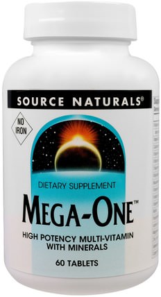 Mega-One, No Iron, 60 Tablets by Source Naturals, 維生素，多種維生素 HK 香港