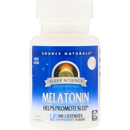 Melatonin, 1 mg, Peppermint Flavored Sublingual, 100 Tablets by Source Naturals, 補充劑，褪黑激素1毫克 HK 香港