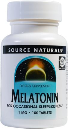 Melatonin, 1 mg, 100 Tablets by Source Naturals, 補充劑，睡眠，褪黑激素 HK 香港