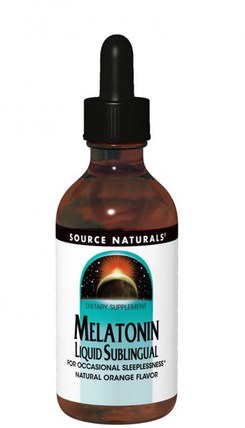 Melatonin Liquid Sublingual, Natural Orange Flavor, 4 fl oz (118.28 ml) by Source Naturals, 補充劑，褪黑激素液 HK 香港