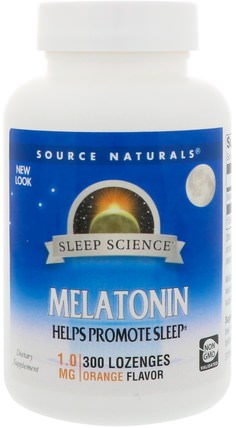 Melatonin, Orange Flavored Lozenge, 1 mg, 300 Lozenges by Source Naturals, 補充劑，褪黑激素複合物 HK 香港