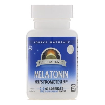 Melatonin, 2.5 mg, Peppermint Flavored Sublingual, 60 Tablets by Source Naturals, 補充劑，褪黑激素2毫克 HK 香港