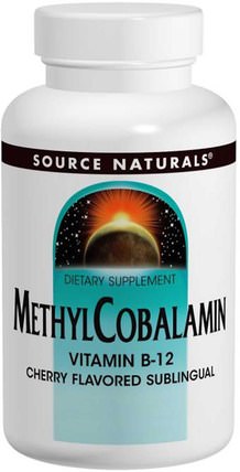 MethylCobalamin, Cherry Flavored, 5 mg, 60 Tablets by Source Naturals, 維生素，維生素b12，維生素b12 - 甲基鈷胺素 HK 香港