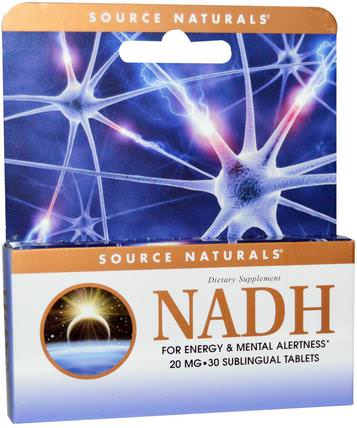NADH, 20 mg, 30 Sublingual Tablets by Source Naturals, 補充劑，nadh HK 香港