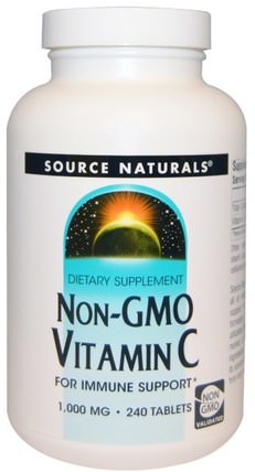 Non-GMO Vitamin C, 1.000 mg, 240 Tablets by Source Naturals, 維生素，維生素c，維生素c抗壞血酸 HK 香港