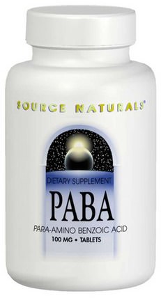 PABA, 100 mg, 250 Tablets by Source Naturals, 維生素，巴巴 HK 香港