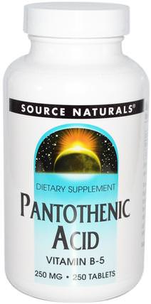 Pantothenic Acid, Vitamin B-5, 250 mg, 250 Tablets by Source Naturals, 維生素，維生素b5 - 泛酸 HK 香港